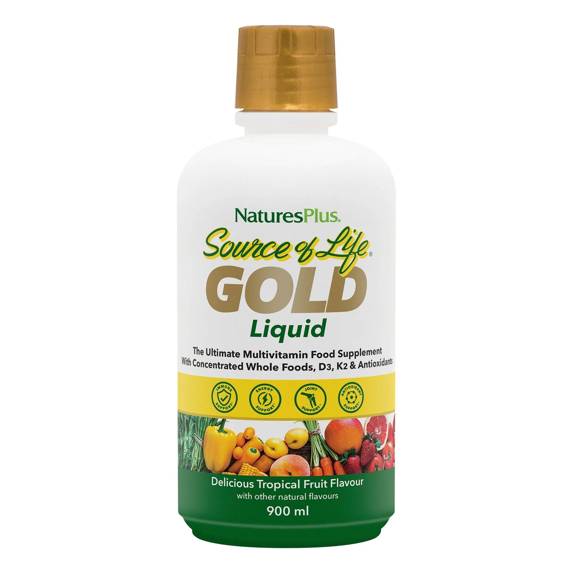 Nature's Plus Source of Life Gold Liquid Multivitamin 900ml Tropical Fruit - Discount SupplementsNature's Plus